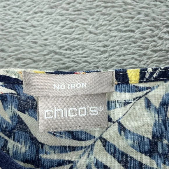 Chicos Womens No Iron Linen Tropical Print Top Size 2 (L) Multicolor 4869 - Picture 3 of 8